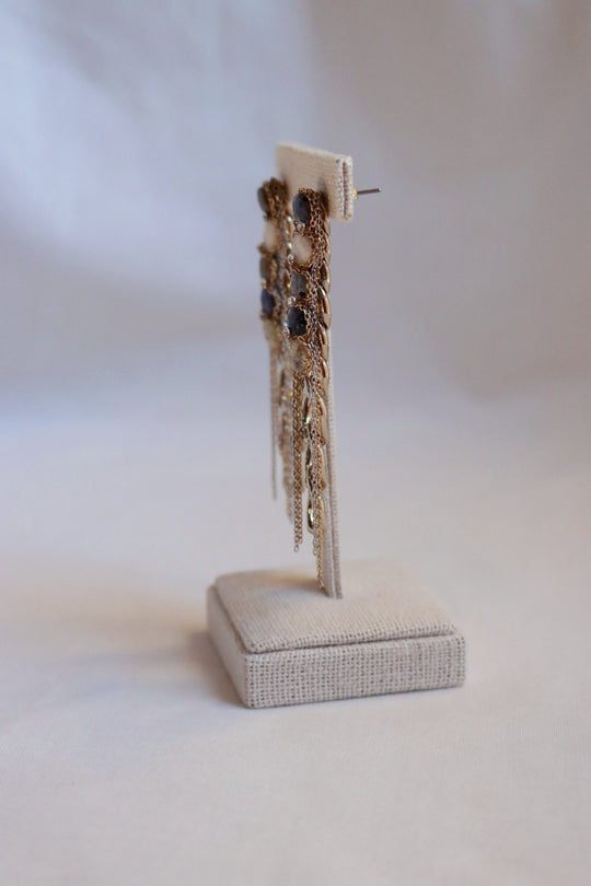 Mystic Fringe Earrings — Sodalite & Agate Long Drop Earrings