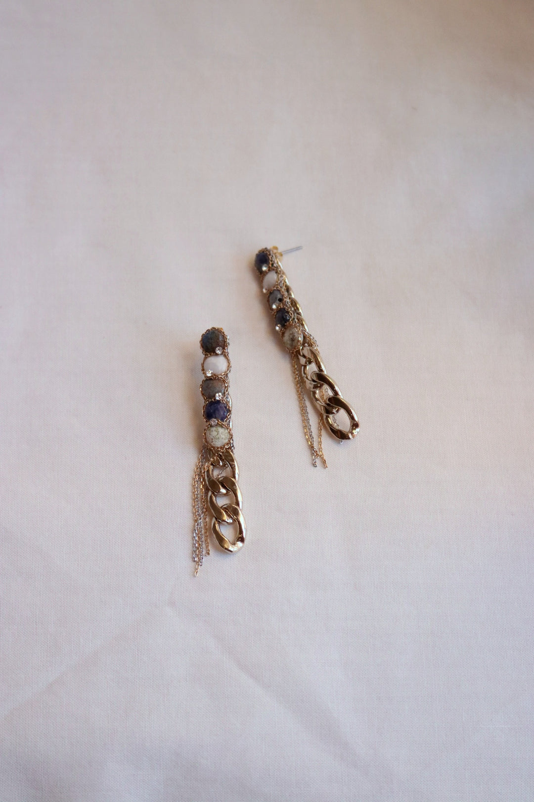 Mystic Fringe Earrings — Sodalite & Agate Long Drop Earrings