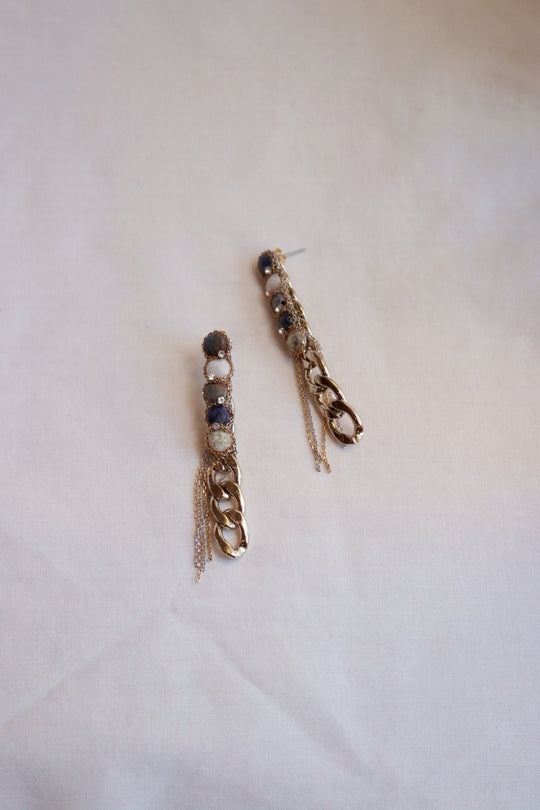 Mystic Fringe Earrings — Sodalite & Agate Long Drop Earrings