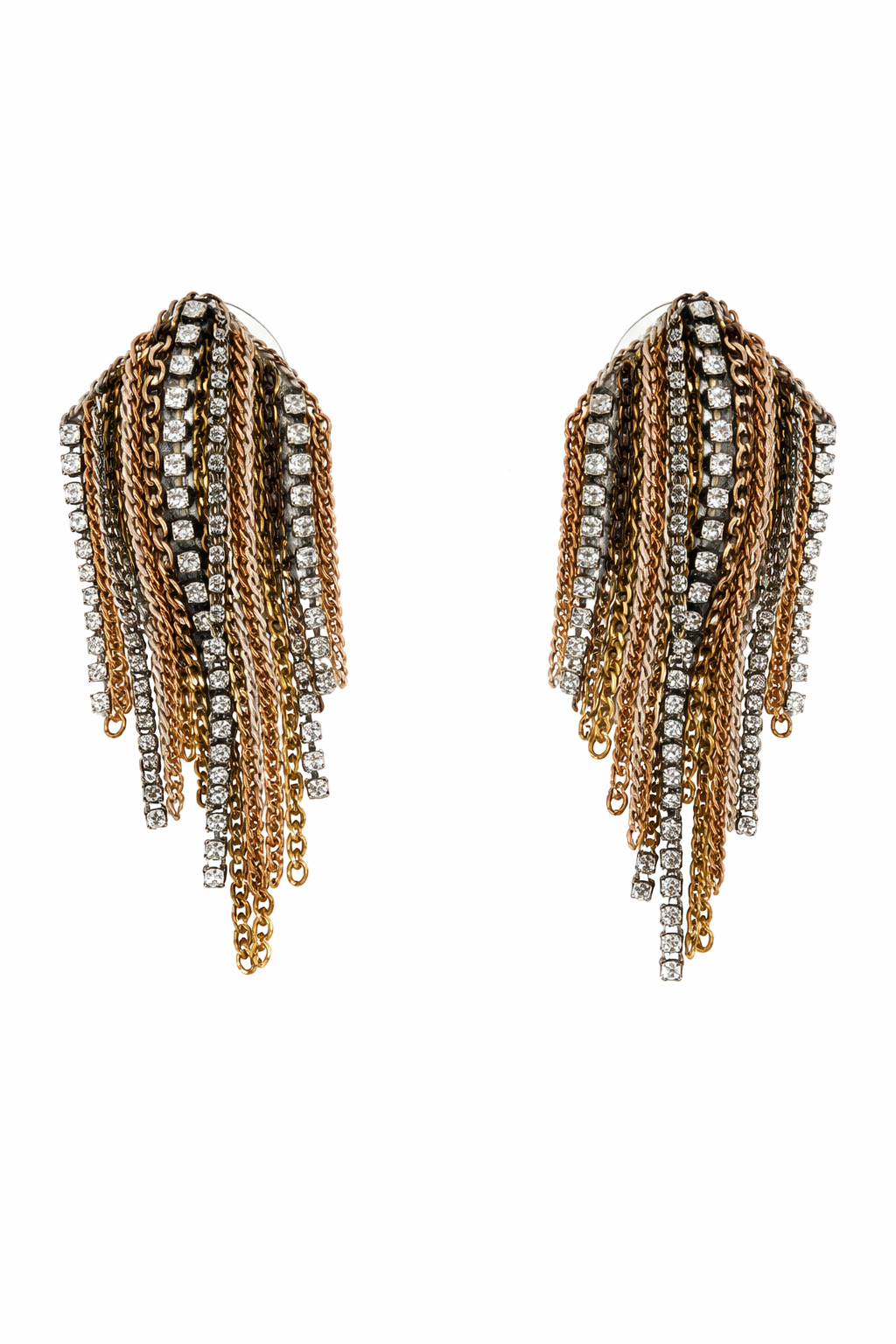 Chain Fringe Drop Earrings Silver Post