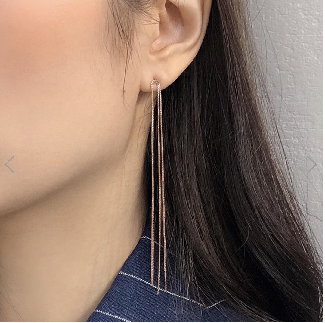 Minimalist Long Chain Earrings 925 Silver hypoallergenic