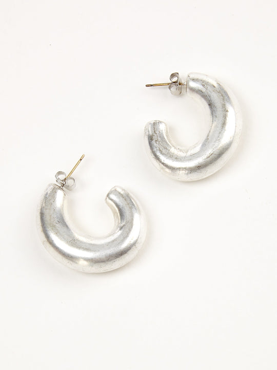Chunky Curved Hoop Earrings titanium post 2 Colors Gold Silver