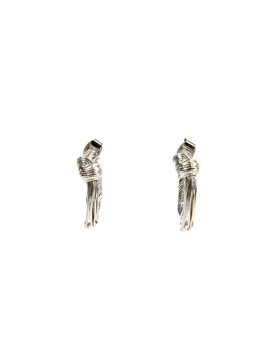 Textured Knot Hoop Earrings 2 Colors Gold Silver