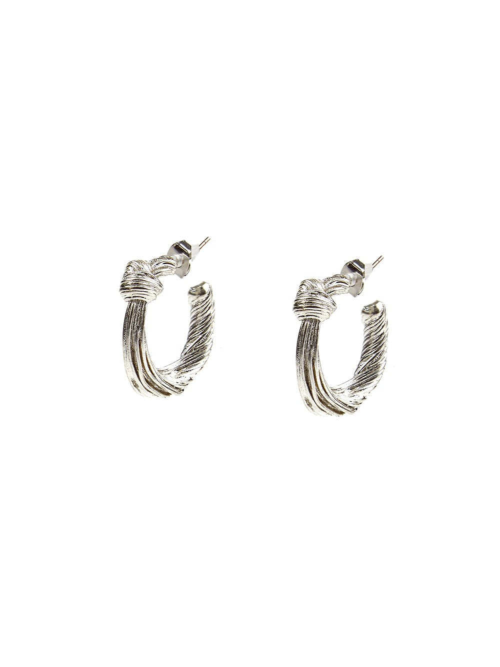 Textured Knot Hoop Earrings 2 Colors Gold Silver