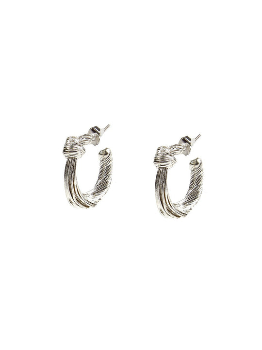 Textured Knot Hoop Earrings 2 Colors Gold Silver
