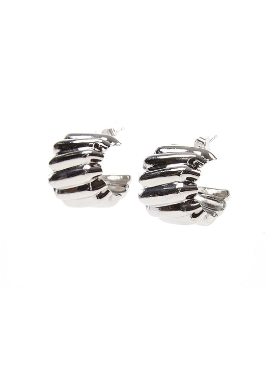 Sculpted Ripple Hoops 2 Colors Gold Silver