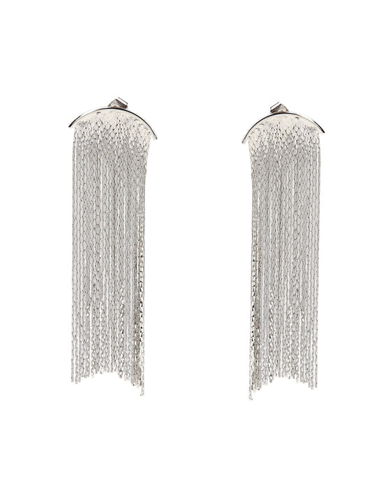 Streamline Shine Tassel Earrings 2 Colors Gold Silver