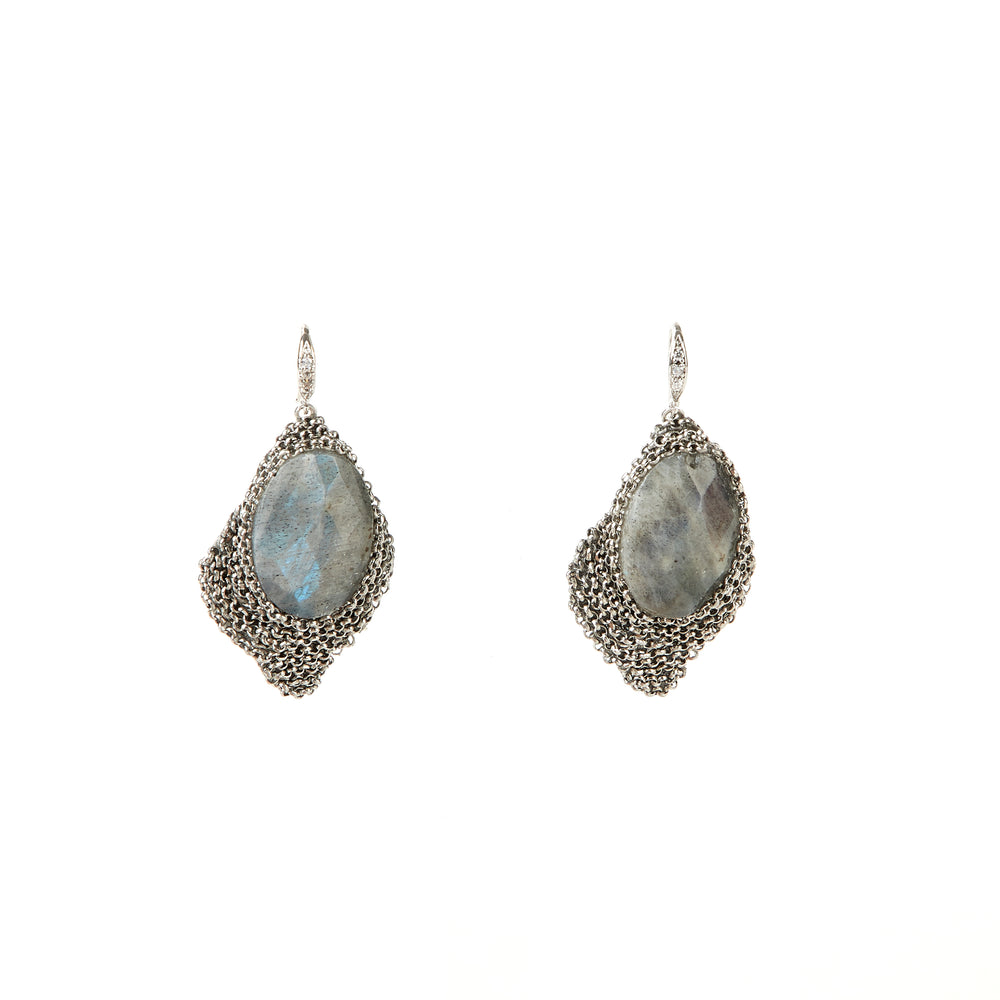 Labradorite Petal Drop Hook Earring