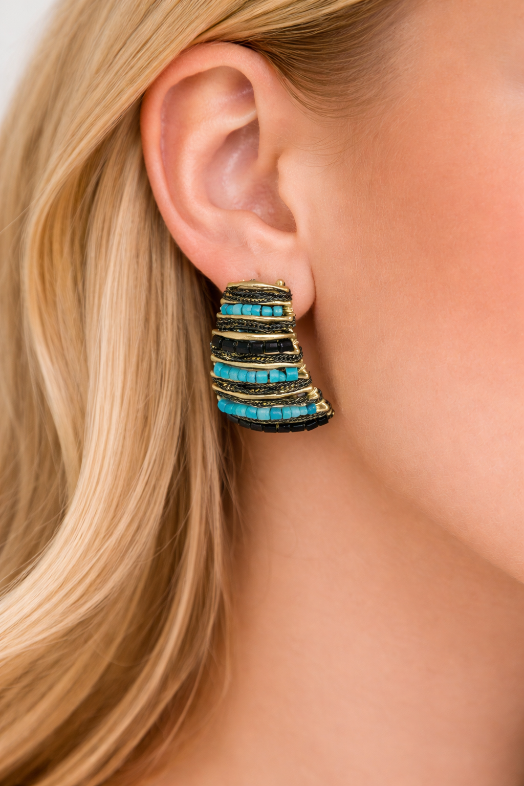 Turquoise Layered Stack Earrings