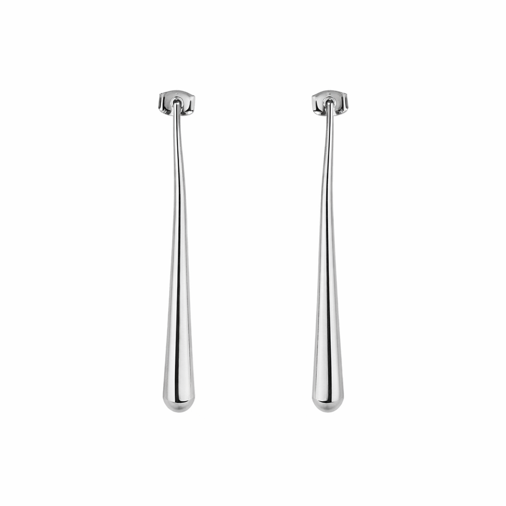 Sleek Elongated Teardrop Bar Earrings