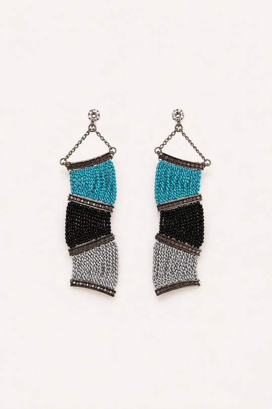 Mosaic Wave Chain Earrings