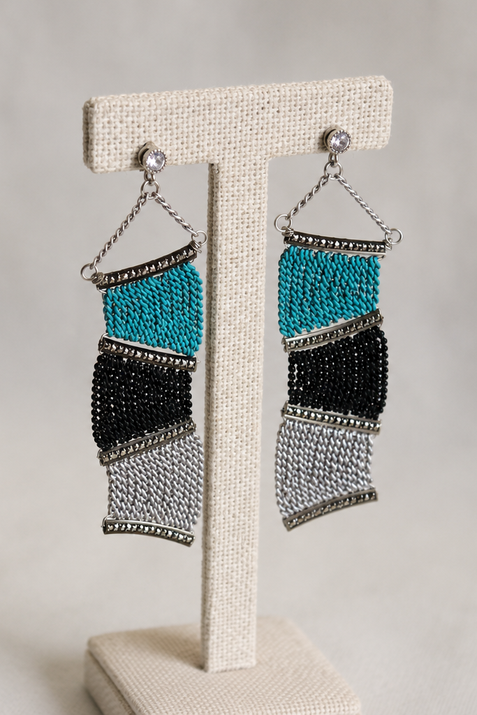 Mosaic Wave Chain Earrings