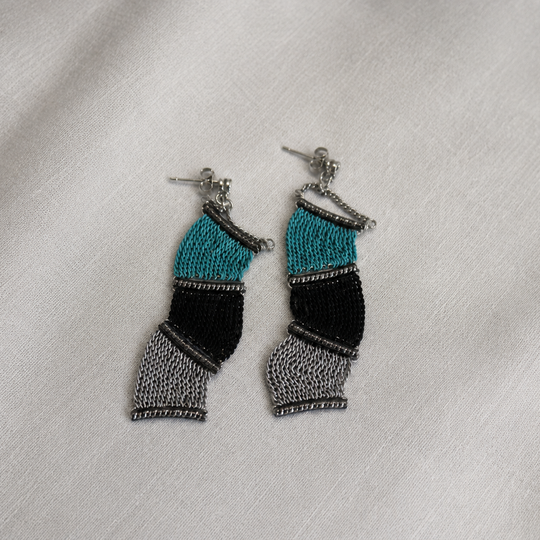 Mosaic Wave Chain Earrings