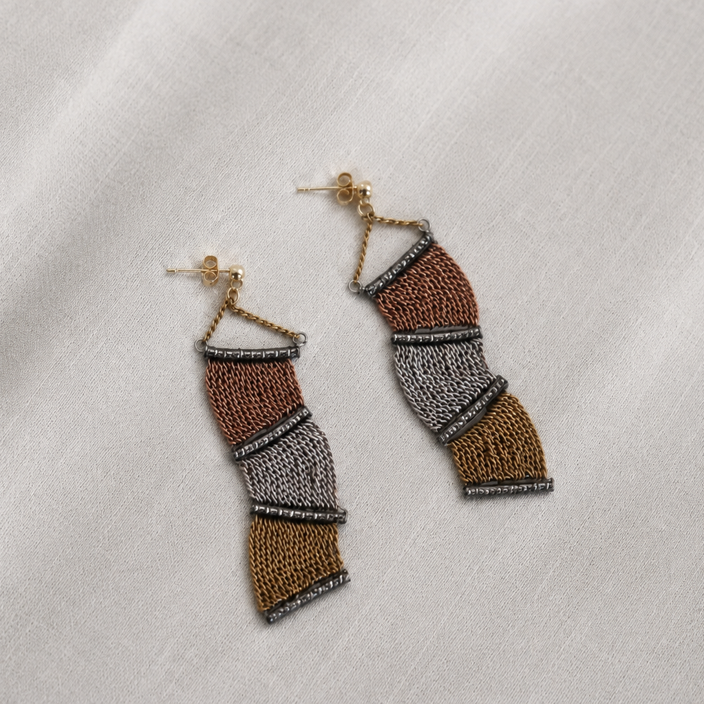 Mosaic Wave Chain Earrings