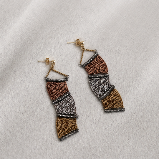 Mosaic Wave Chain Earrings