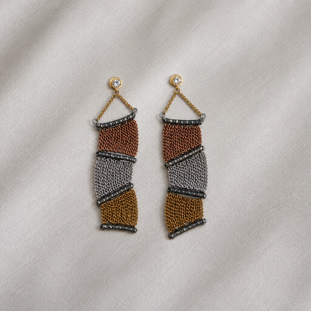 Mosaic Wave Chain Earrings