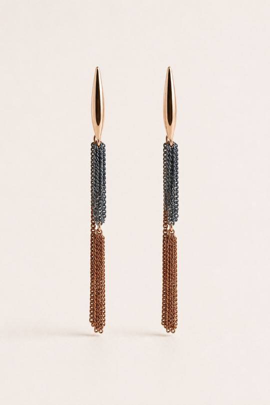 Mixed Metal Cascade Chain Earrings