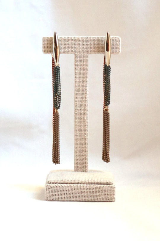 Mixed Metal Cascade Chain Earrings