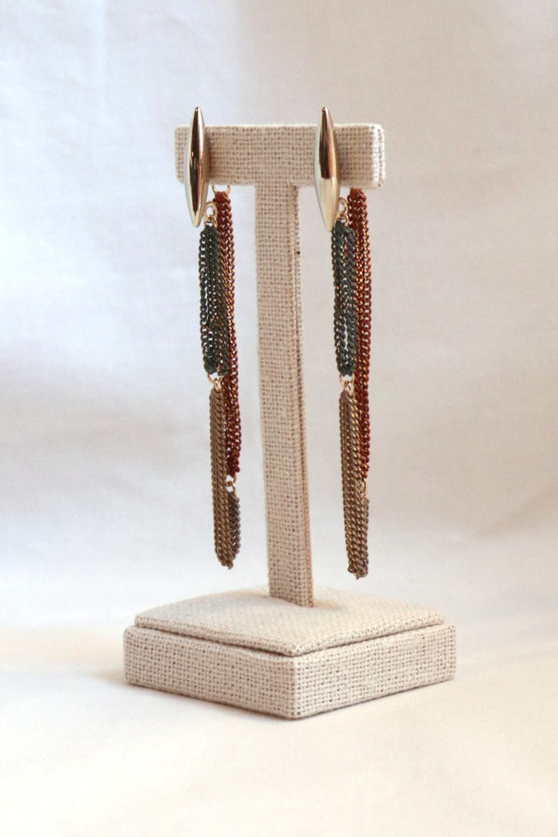 Mixed Metal Cascade Chain Earrings