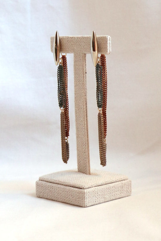 Mixed Metal Cascade Chain Earrings