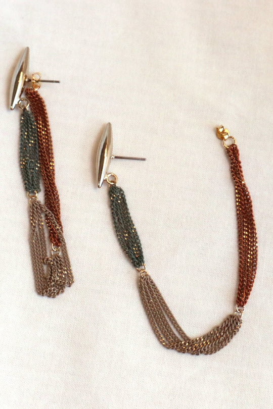 Mixed Metal Cascade Chain Earrings