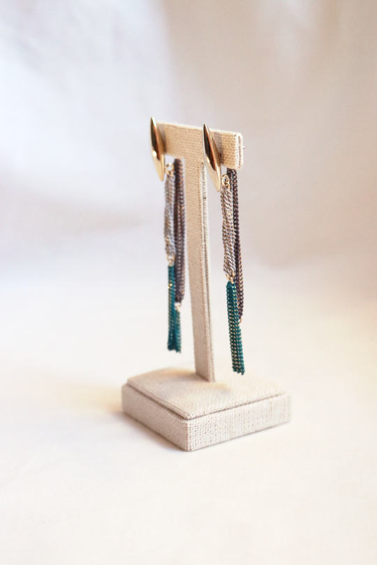 Mixed Metal Cascade Chain Earrings