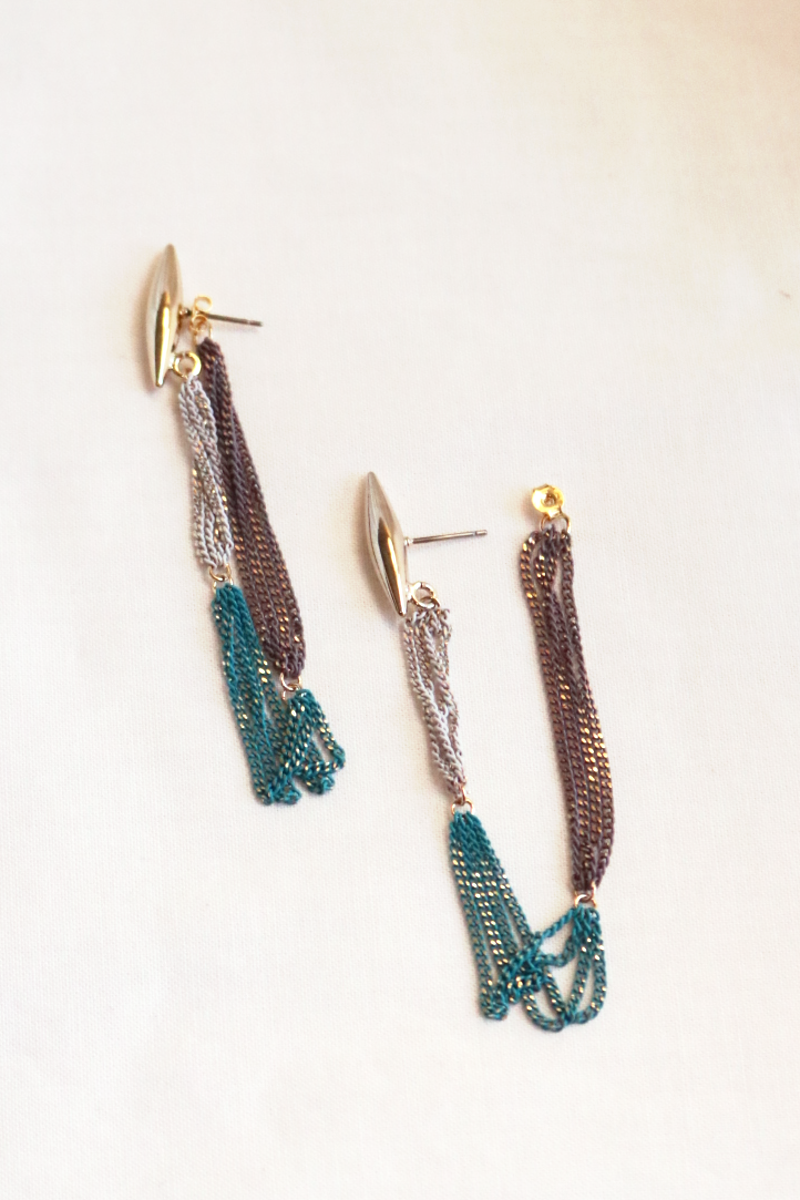 Mixed Metal Cascade Chain Earrings