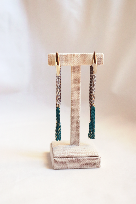 Mixed Metal Cascade Chain Earrings