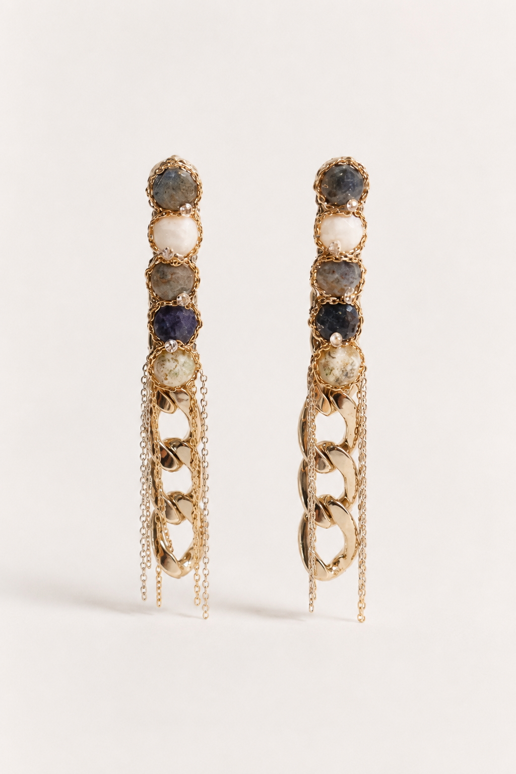 Mystic Fringe Earrings — Sodalite & Agate Long Drop Earrings