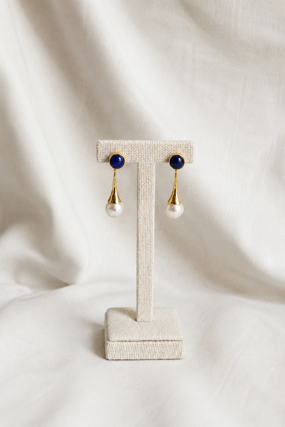Celeste Lapis Pearl Drop Earrings