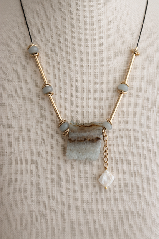 Aurora Drift Mother of Pearl Necklace