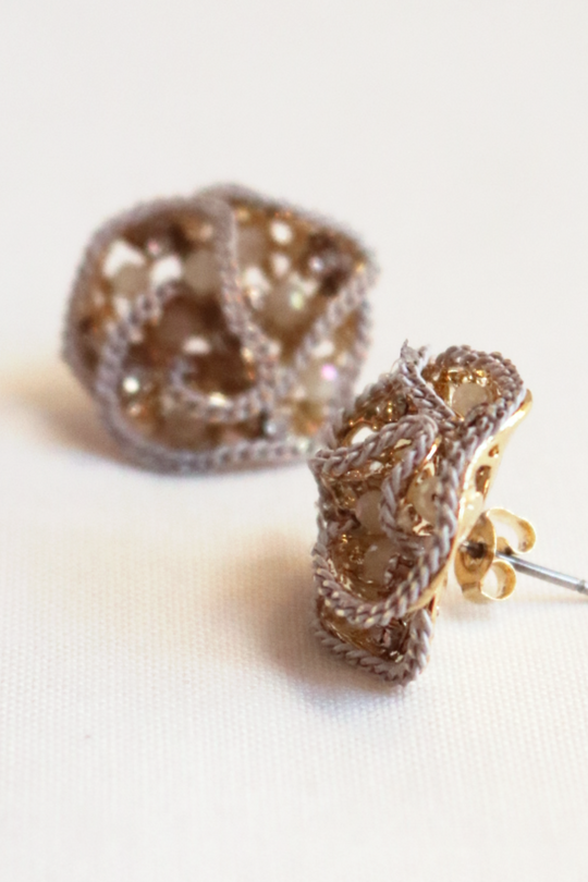 Crystal Woven Bloom Stud Earrings