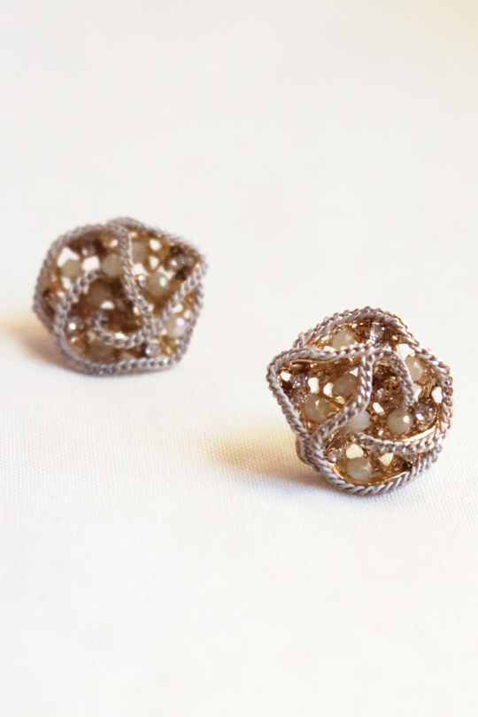 Crystal Woven Bloom Stud Earrings