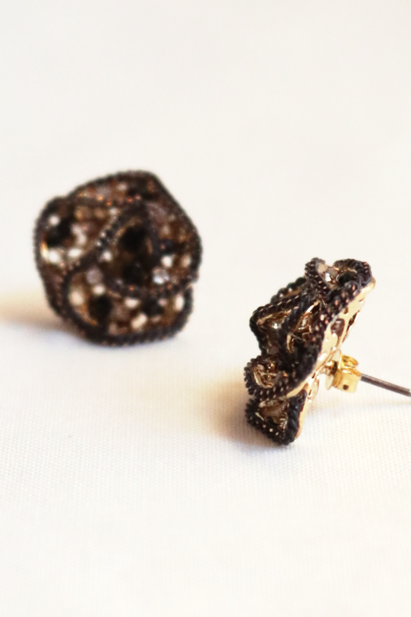 Crystal Woven Bloom Stud Earrings