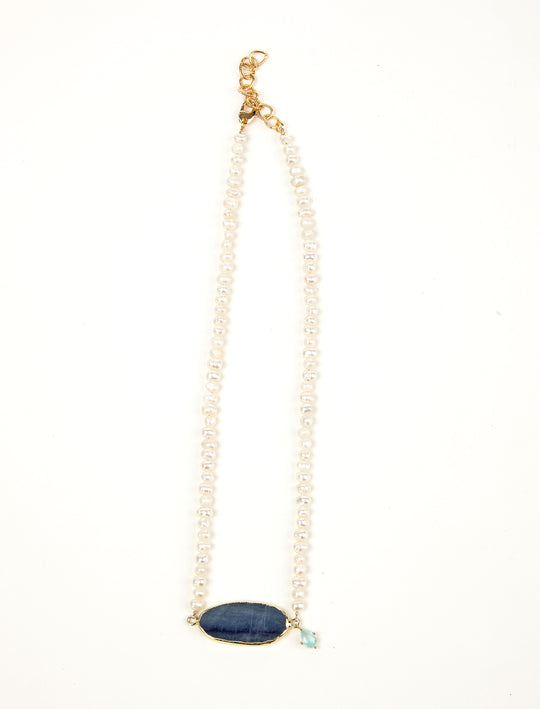 Kyanite Freshwater Pearl Necklace