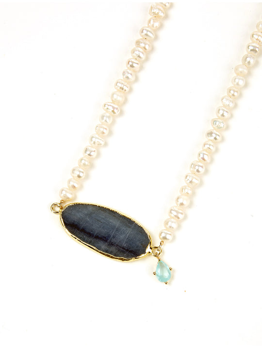 Kyanite Freshwater Pearl Necklace