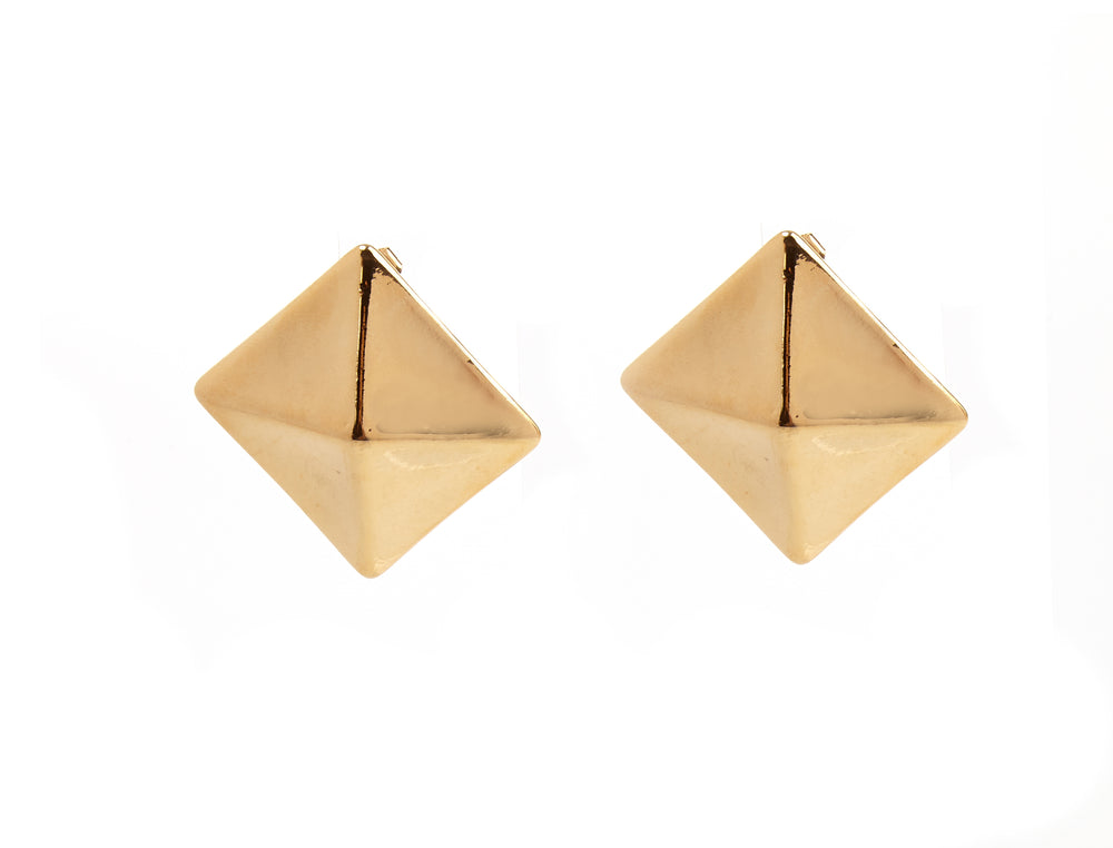 Bold Gold Pyramid Stud Earrings