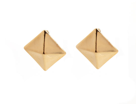 Bold Gold Pyramid Stud Earrings