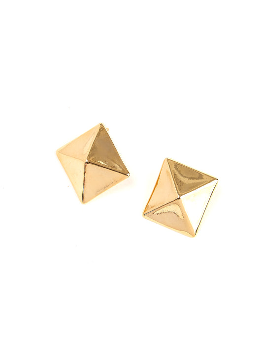 Bold Gold Pyramid Stud Earrings