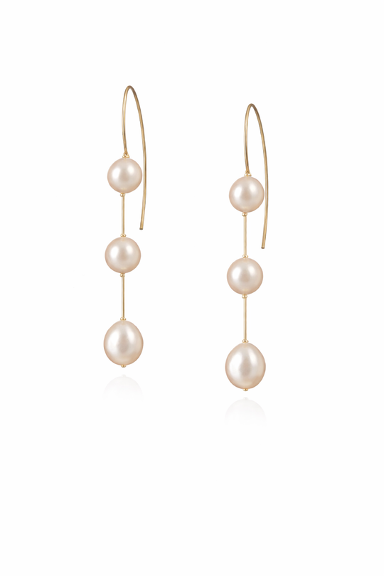 Lumière Triple Pearl Drop Earrings