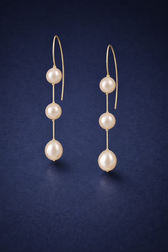 Lumière Triple Pearl Drop Earrings