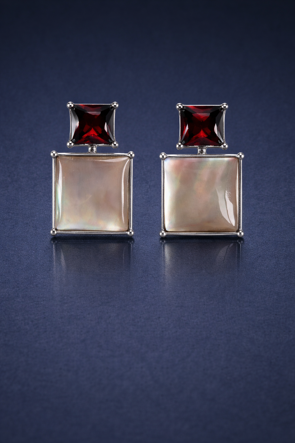 Scarlet Shell Square Drop Earrings