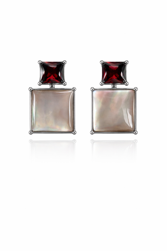 Scarlet Shell Square Drop Earrings
