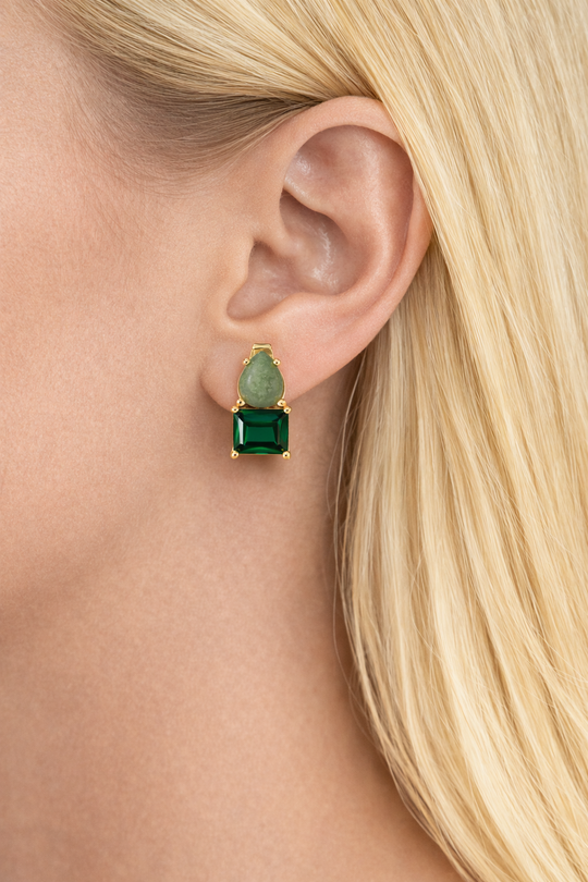 Verdant Duo Jasper Stud Earrings