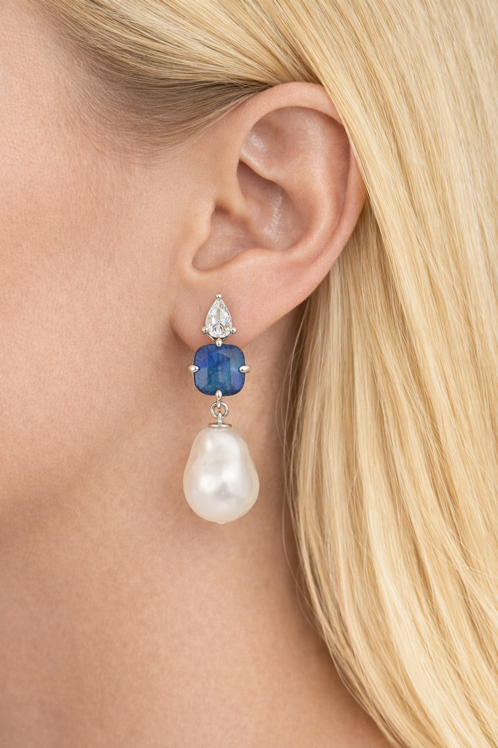 Kyanite Pearl Elegance Drop Earrings