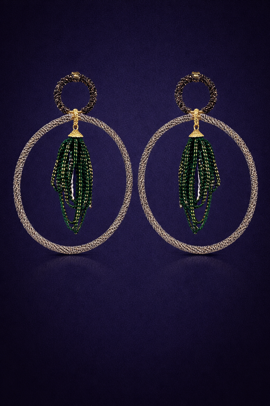Aurora Crystal Tassel Double Hoop Earrings