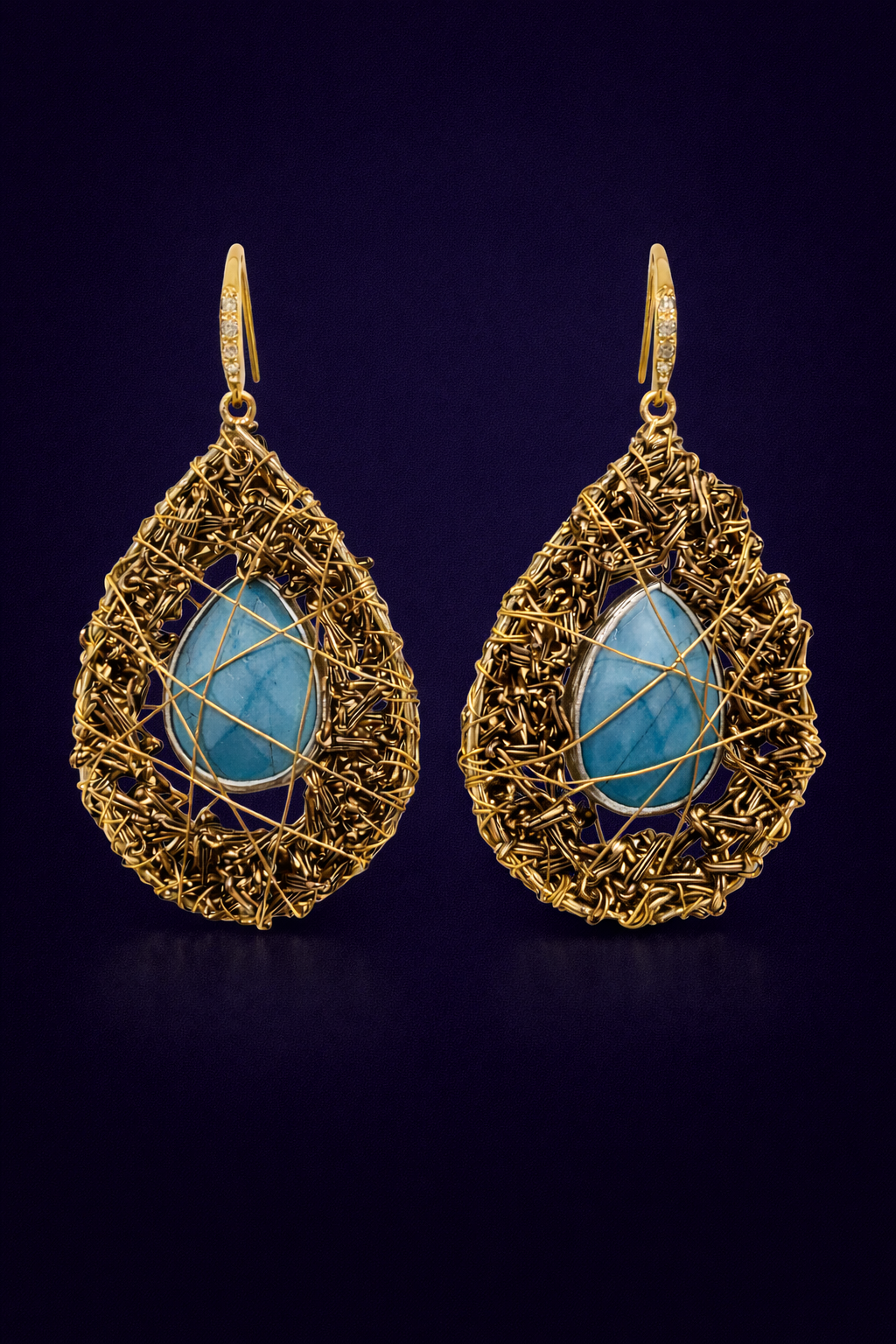 Golden Nest Turquoise Drop Earrings