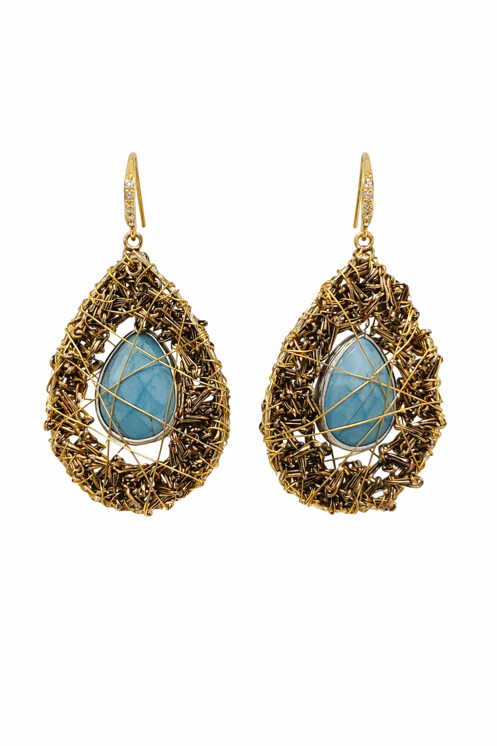 Golden Nest Turquoise Drop Earrings