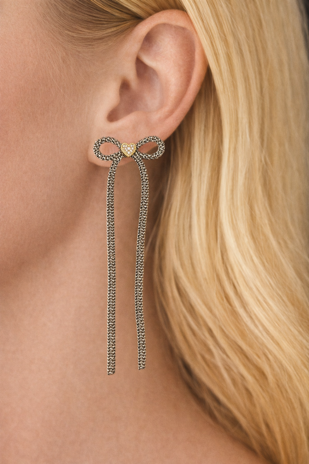 Lumière Bow Chain Drop Earrings