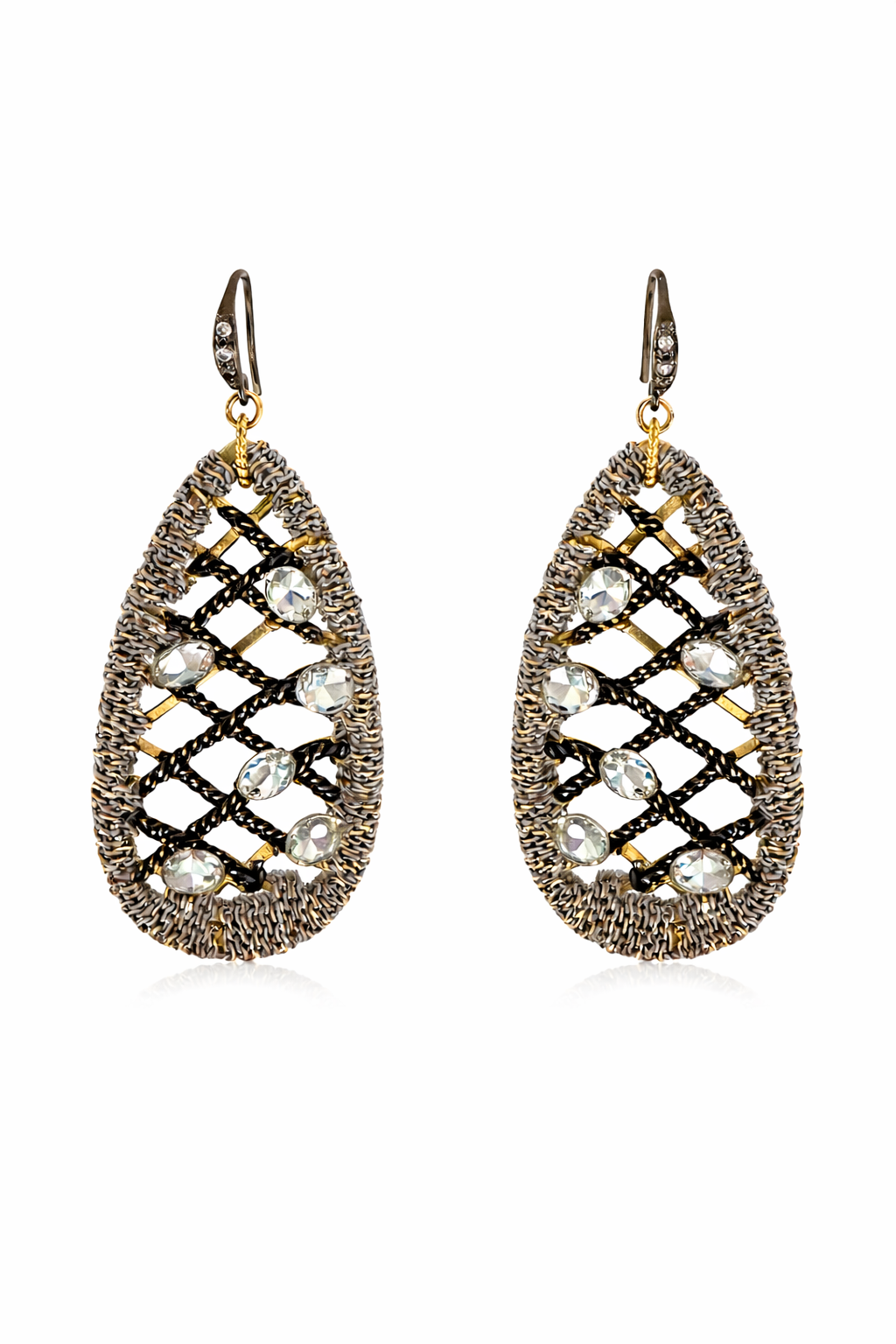 Celeste Lattice Crystal Teardrop Earrings